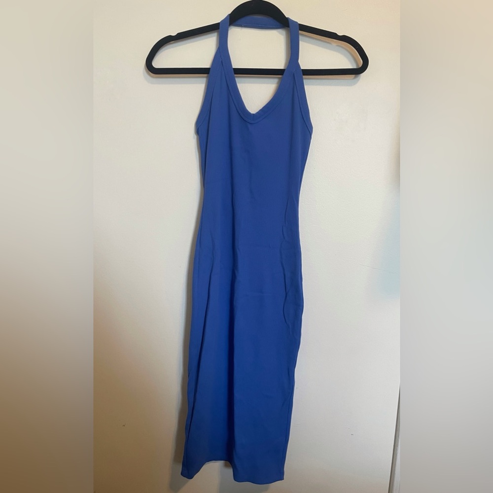 Aritzia Babaton midi halter dress - blue XS